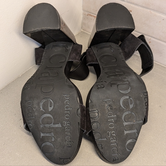 Pedro Garcia Chunky Metallic Heel in Black Suede - Picture 5 of 12